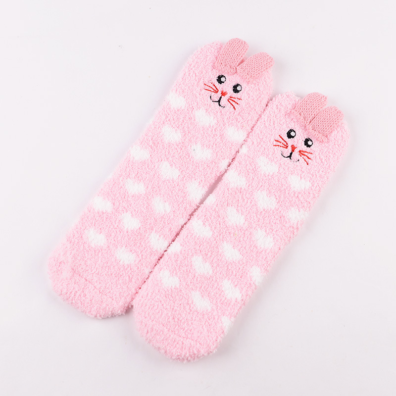 Embroidery Floor Christmas Stocking Gifts Children Socks Thick Warm Socks Coral Velvet Animal Cartoon Socks Wholesale Fluffy Fuzzy Socks